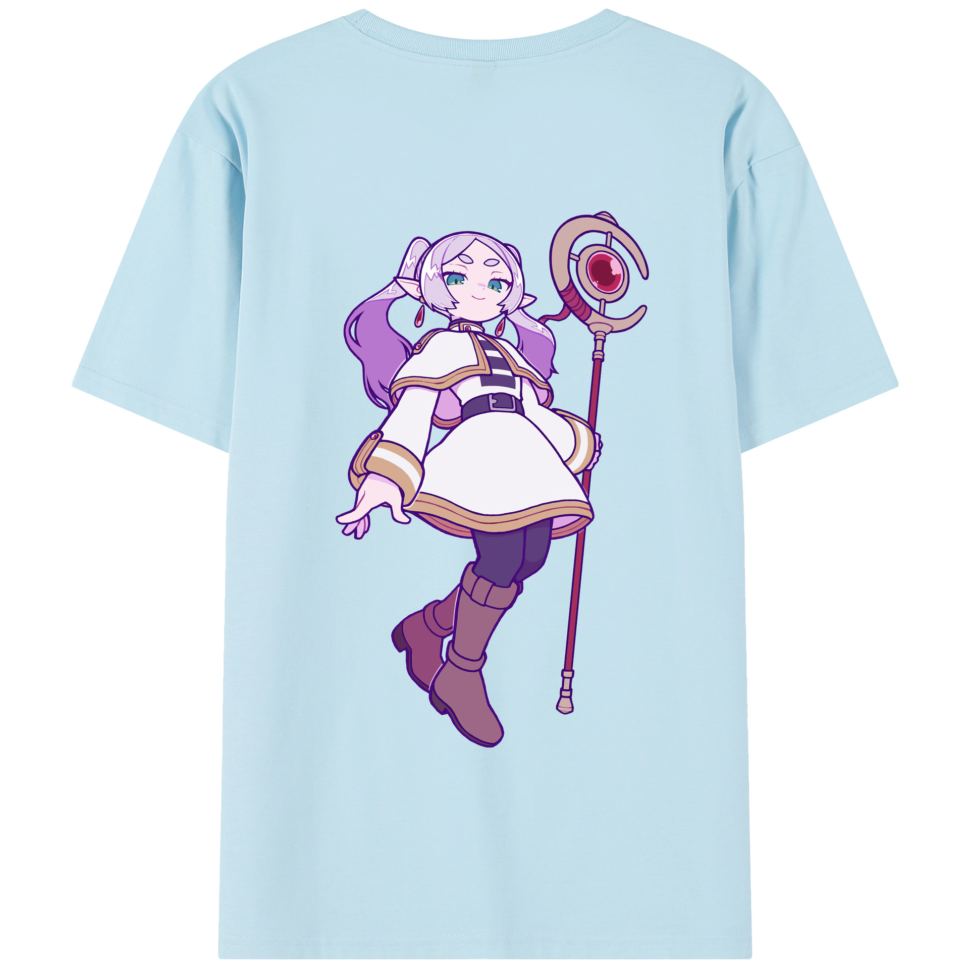 （画像用） 葬送のフリーレン Frieren 綿100％半袖Tシャツ（背面プリント）